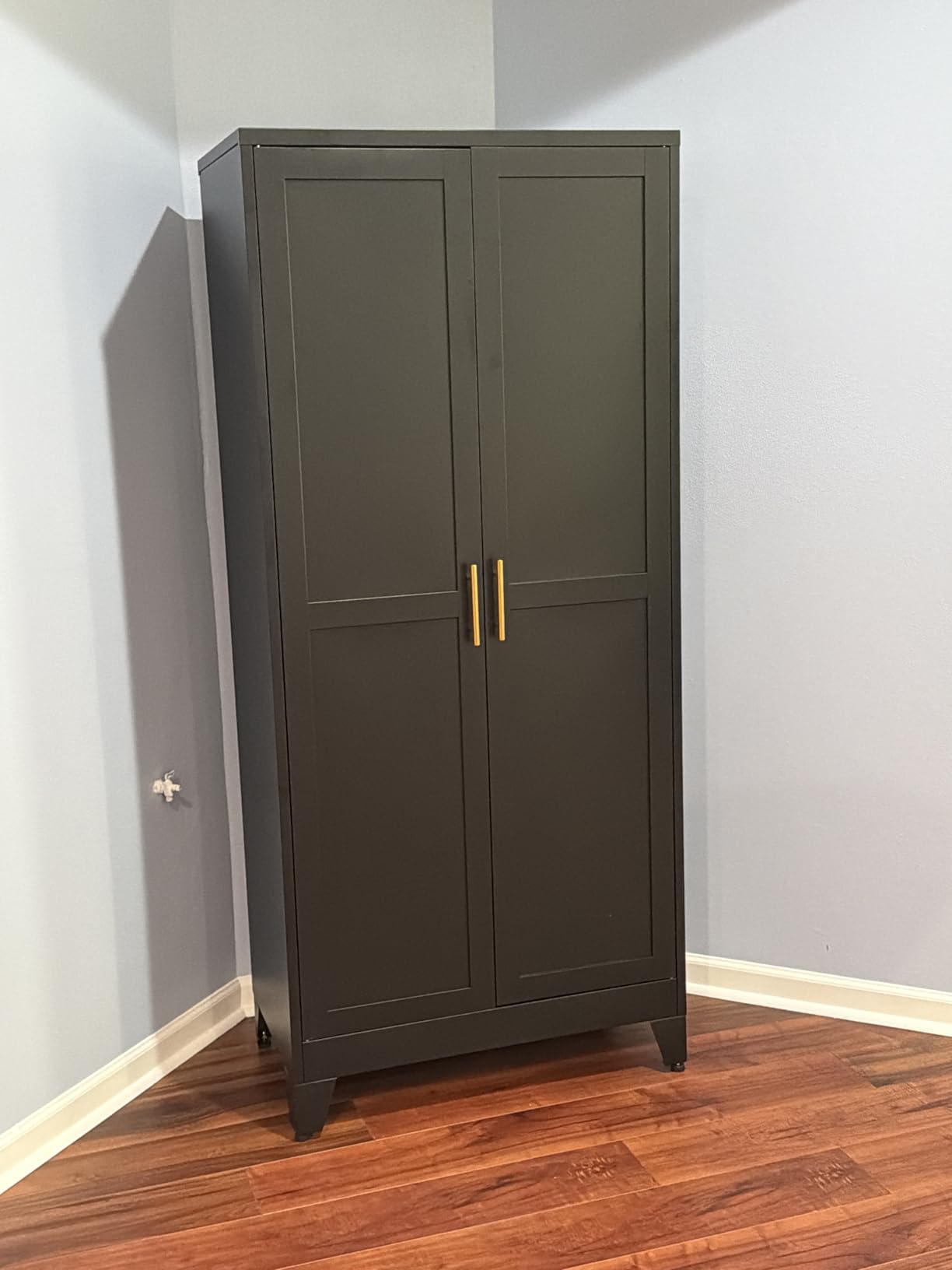 Metal Armoire Wardrobe Closet Storage Cabinet with Hanging Rod, 71'' Metal Wardrobe Cabinet with 2 Doors and 2 Adjustable Shelves for Bedroom, Laundry Room, Cloak Room customer photo 2