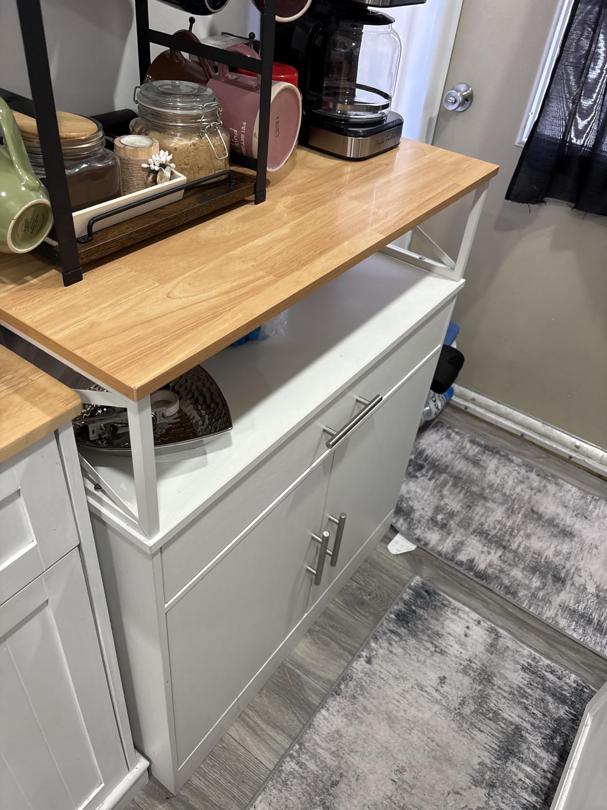 Shintenchi Kitchen Buffet Cabinet with Adjustable Shelf, Modern Kitchen Storage Cabinet, Farmhouse Coffee Bar Cabinet (White) customer photo 1
