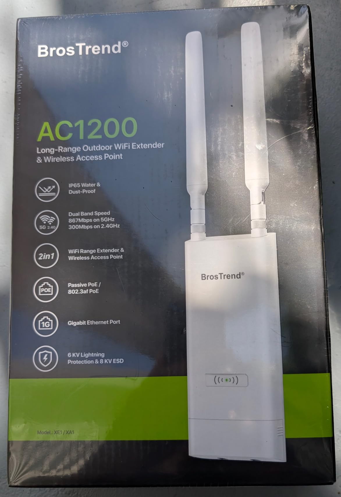 BrosTrend AC1200 Outdoor WiFi Extender Long Range, Dual Band 5GHz + 2.4GHz, IP65 Weatherproof Gigabit Signal Booster, PoE Powered, with Passive PoE Injector, 2x 5dBi Antennas customer photo 1