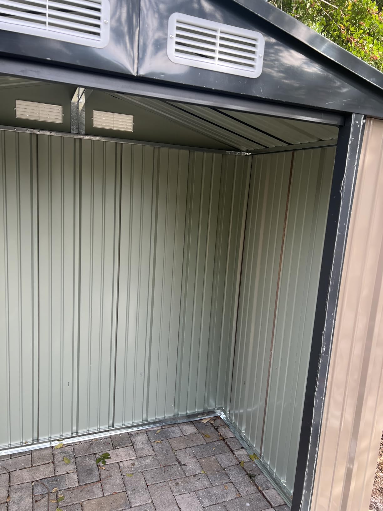 Aoxun 6.2x4 FT Shed Outdoor Storage Shed with Lockable Doors & Sloping Roof Metal Garden Tool Shed for Backyard, Patio, Poolside (Brown) customer photo 2