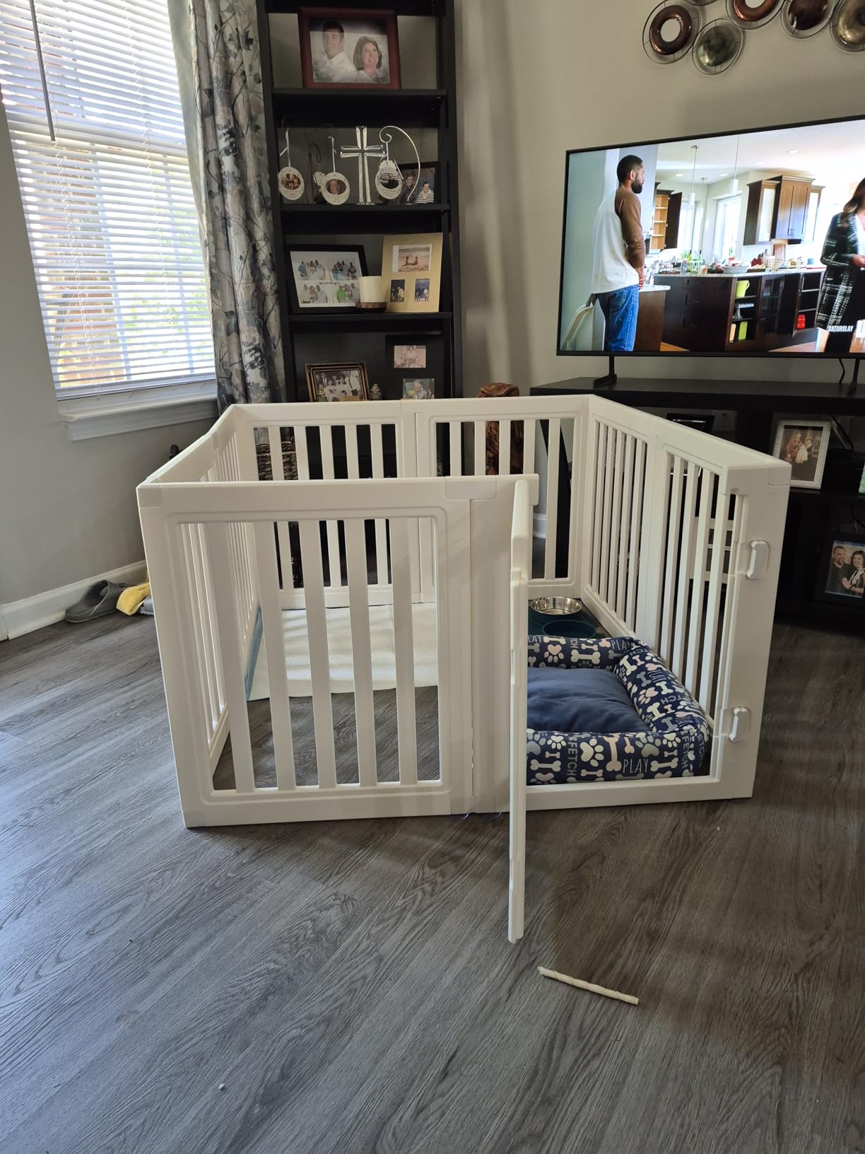 Dog Playpen, Clear Dog Pen, Dog Pen Indoor, Easy to Install and Remove Dog Play Pen, Puppy Playpen Suitable for Dogs, Cats, Dog Playpen Indoor (White, 23.6 inch Height, 8 Panels) customer photo 2