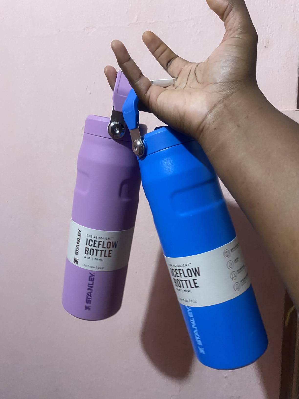 Stanley IceFlow Flip Straw 2.0 Water Bottle 24 oz | Built-In Straw with Larger Opening | Lightweight and Leak Resistant | Insulated Stainless Steel | Twilight customer photo 1