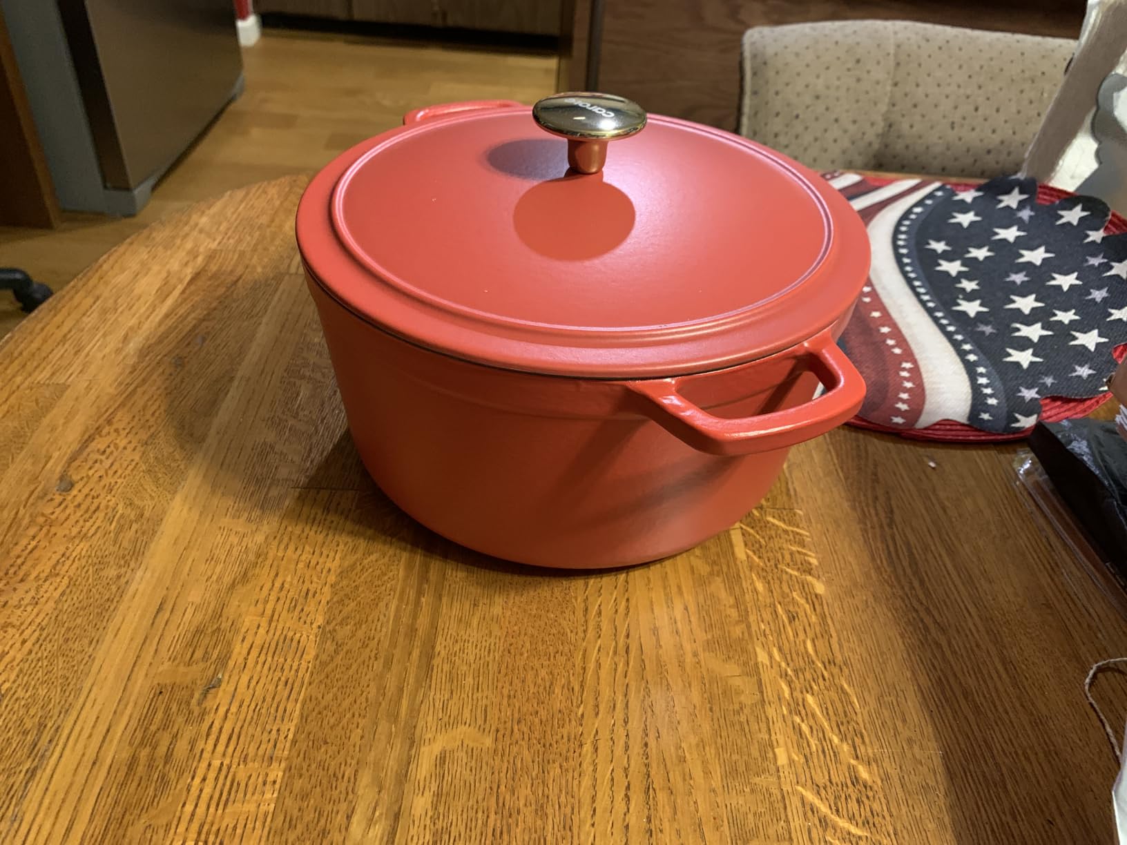 CAROTE 5QT Enameled Cast Iron Dutch Oven Pot with Lid, Heavy-Duty Dutch Oven for Sourdough Bread Baking, Braising, Stews, Roasting, Healthy & Non-Toxic, Dual Handles, All Stovetop Compatible, Oven Safe up to 500°F, Cream White customer photo 1