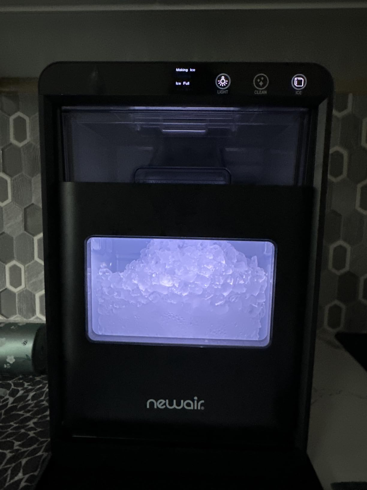 Newair Nugget Ice Maker Countertop | 44 lbs/Day Pebble Ice Machine with Self-Cleaning | Soft Chewable Pebble & Sonic-Style Ice | Black Stainless Steel customer photo 1