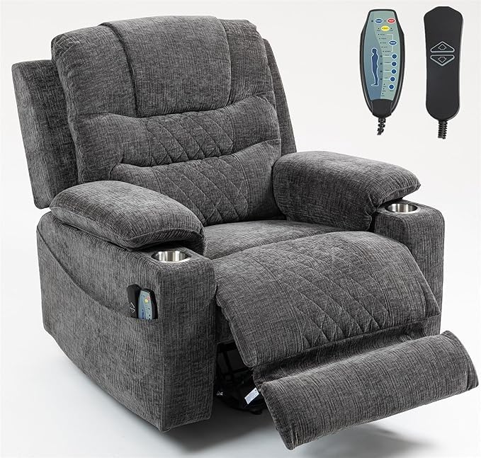 Big Man 400lbs Recliners with Extended Foot Rest and Armrest Storage, Oversized Power Lift Recliner Chair with Heat Massage and Cup Holders for Elderly customer photo 2