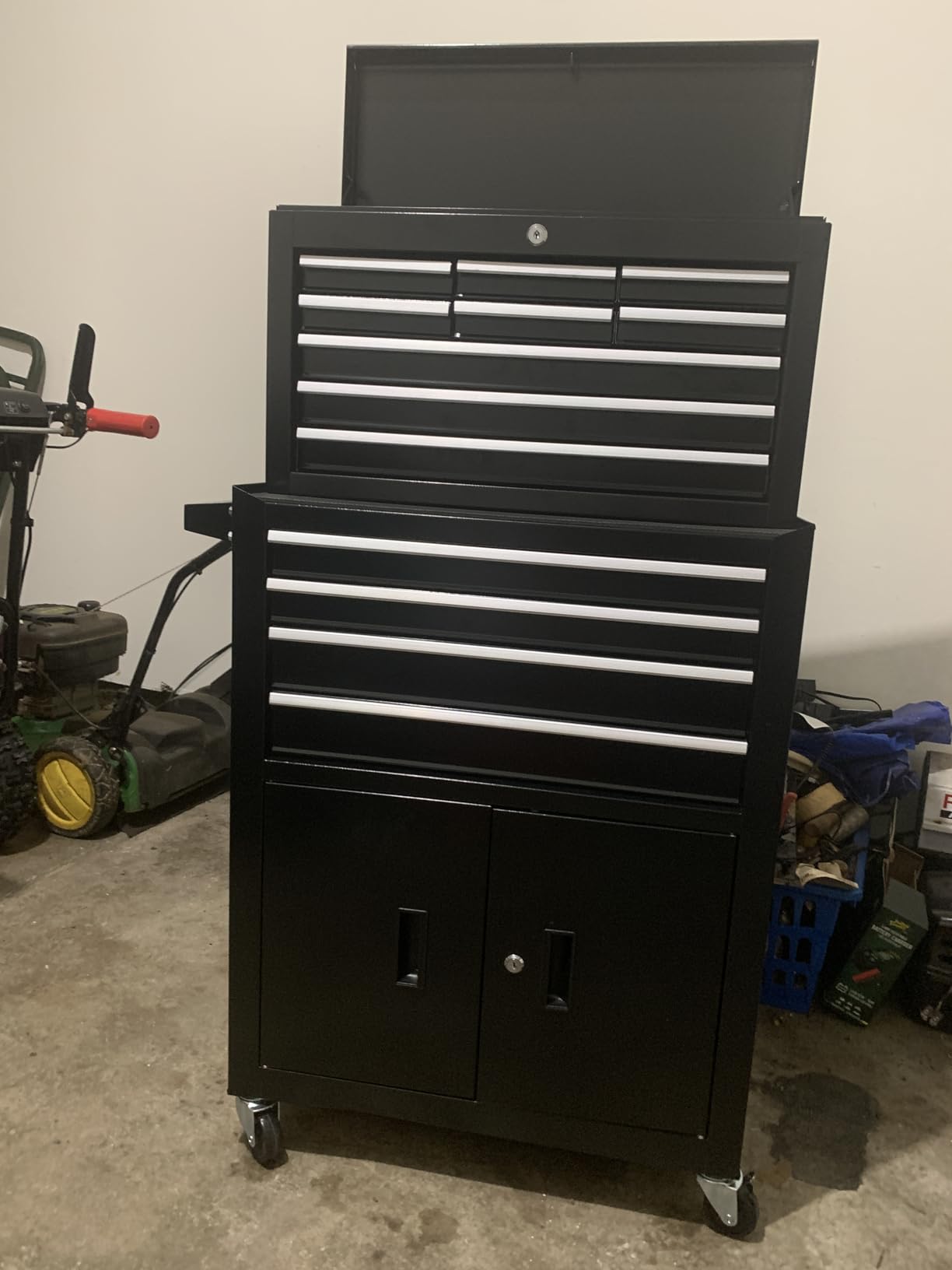 13-Drawer Double Door Rolling Tool Chest, 2 in 1 Detachable Tool Chest, Tool Box with Drawers and Wheels, Large Tool Cabinet with Lock, Metal Standing Toolbox for Garage Workshop - Black customer photo 2