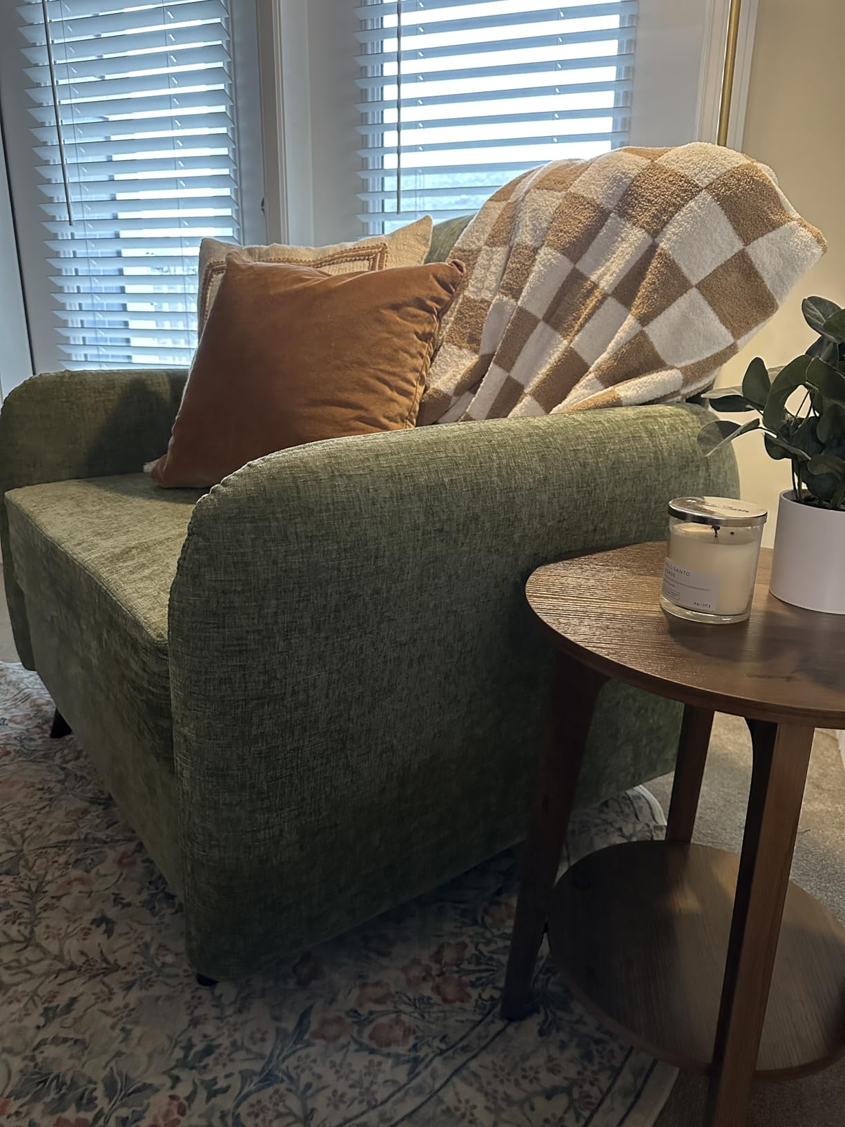 Rexulqo Oversized Accent Chair with All Seats Storage, Comfy Living Room Chairs with 2 Throw Pillow, Upholstered Mid-Century Armchair, 24.5'' Deep Seat, Reading Chair for Bedroom, Office, Chenille, Green customer photo 2