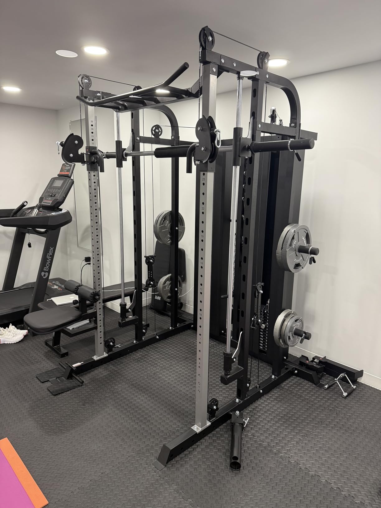 DONOW Smith Machine with Weight Stacks, Multi Function Home Gym System Training Power Cage Squat Rack Dual Cable Crossover Machine All in One customer photo 1