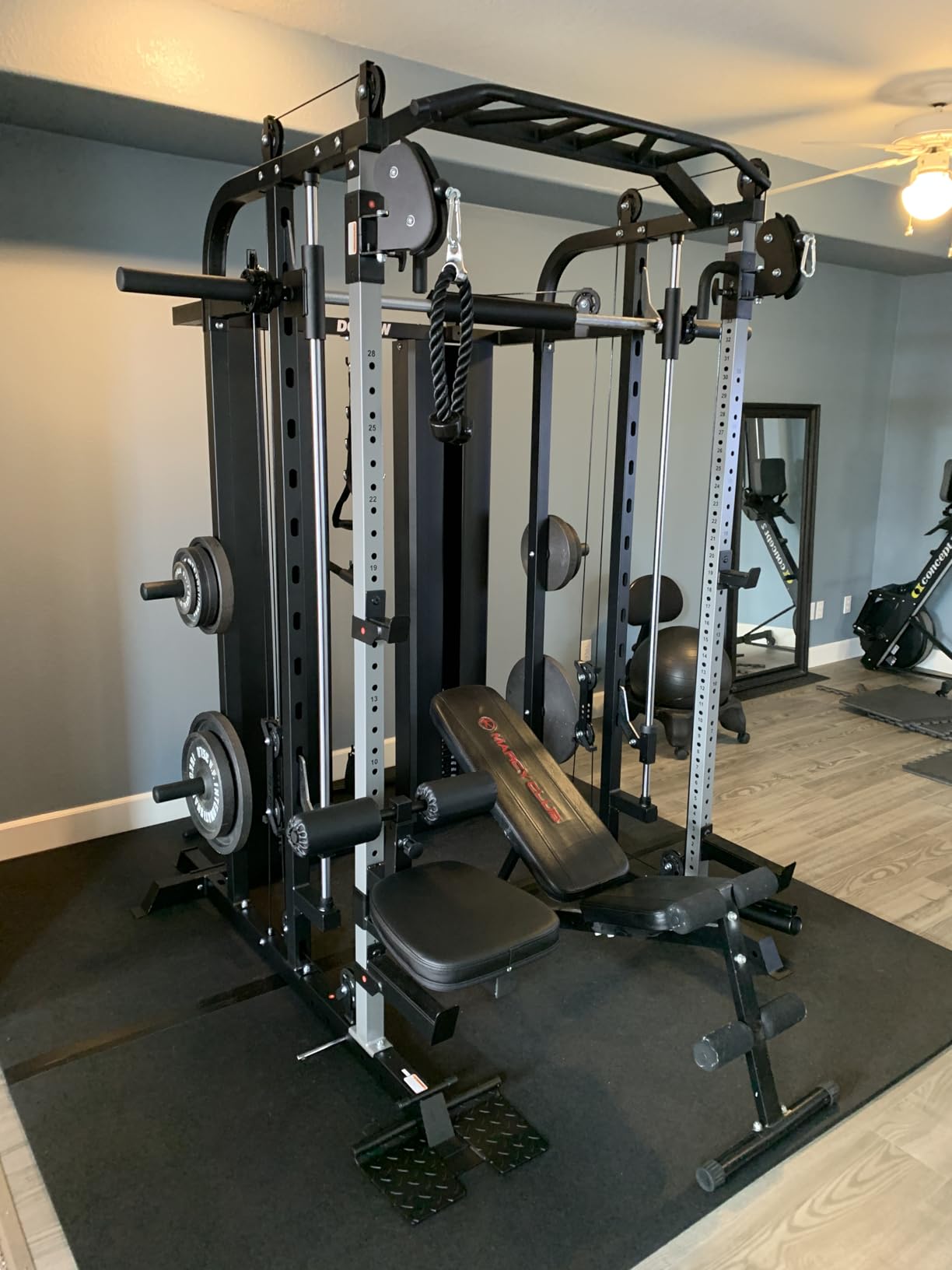 DONOW Smith Machine with Weight Stacks, Multi Function Home Gym System Training Power Cage Squat Rack Dual Cable Crossover Machine All in One customer photo 2