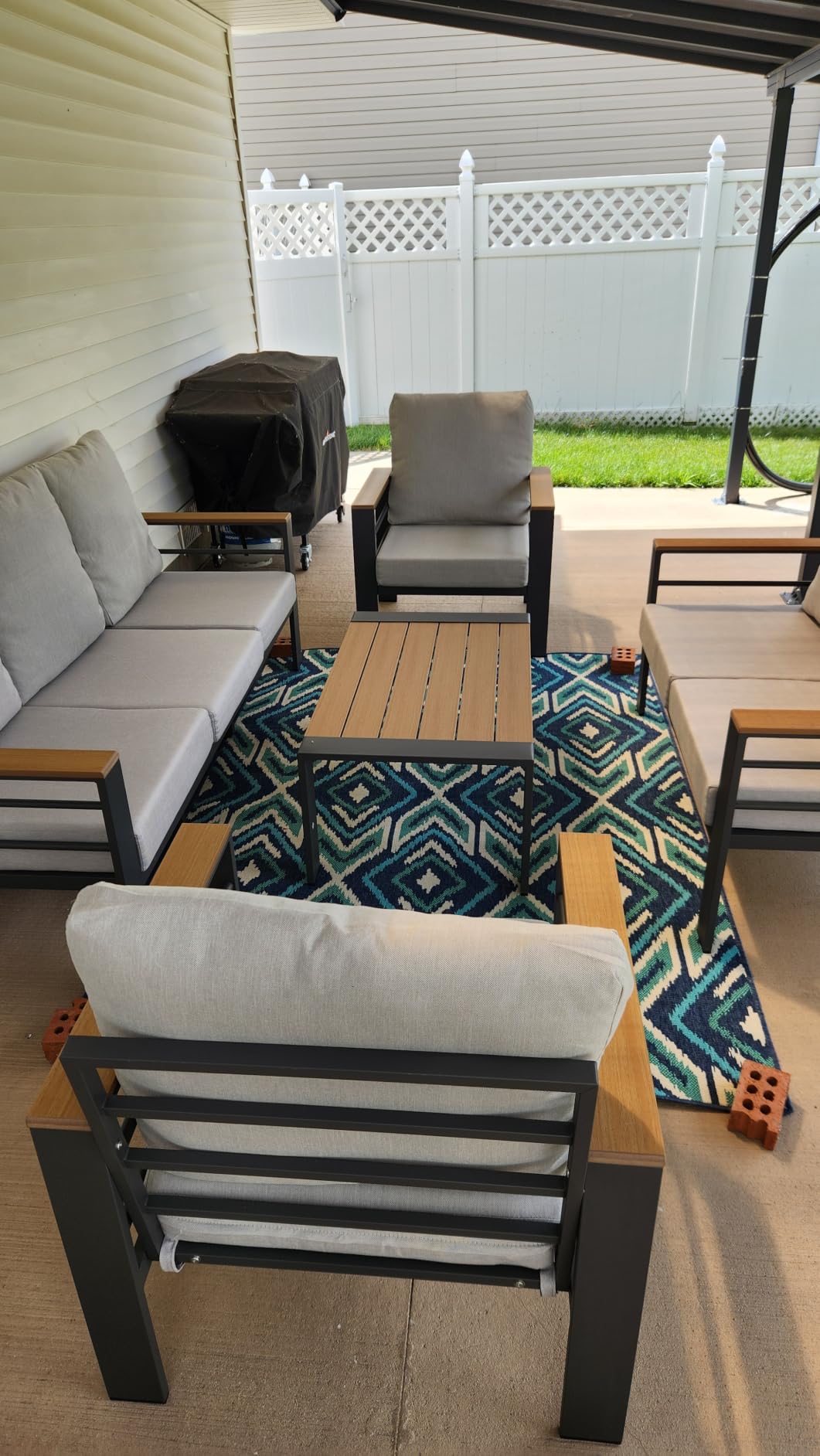 Aoxun Aluminum Patio Furniture Set 7 Seats, Oversized Outdoor Sectional with Washable Thick Cushions, Coffee Table, Patio Conversation Sets for Porch, Balcony, Deck customer photo 1