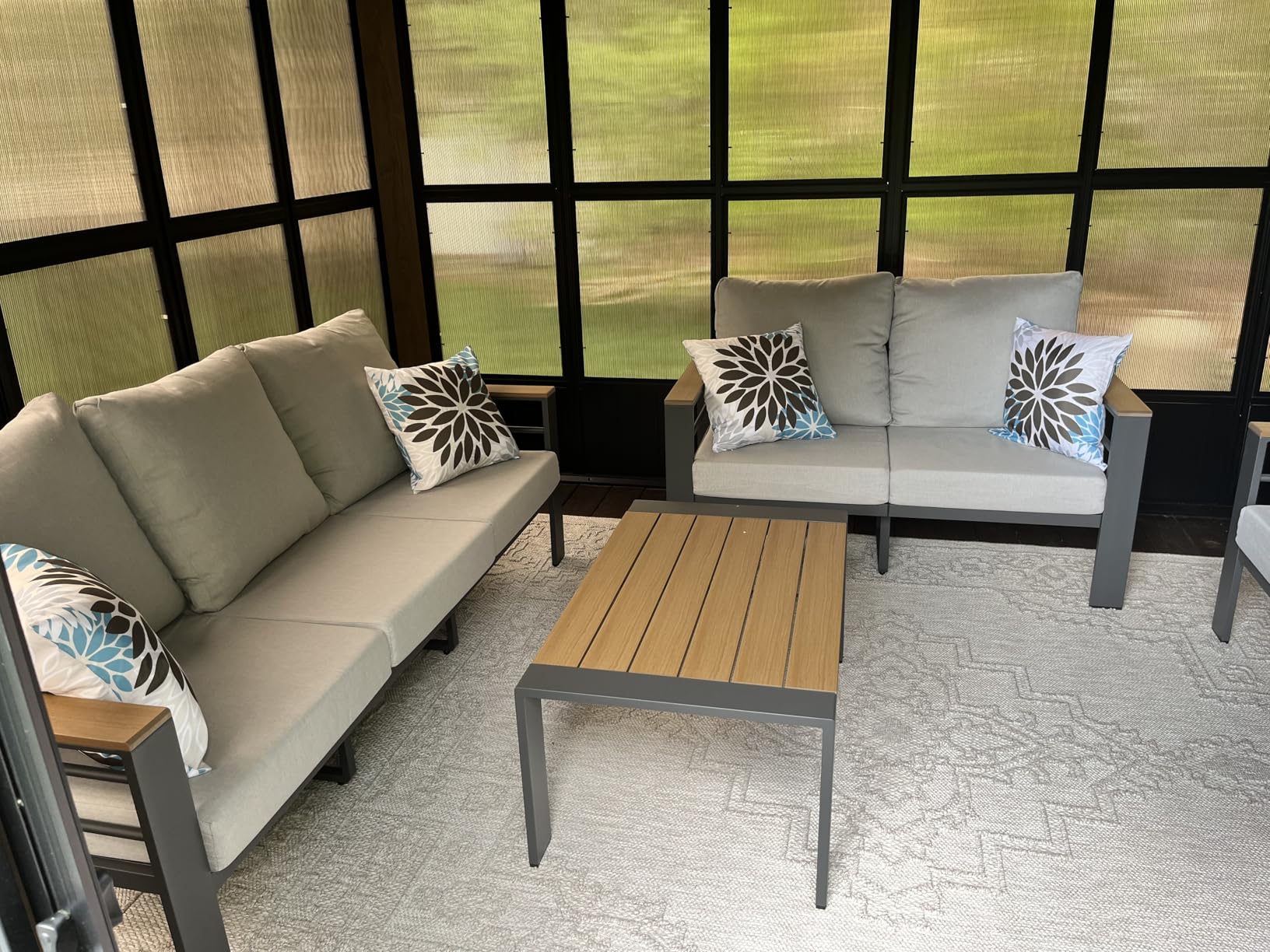 Aoxun Aluminum Patio Furniture Set 7 Seats, Oversized Outdoor Sectional with Washable Thick Cushions, Coffee Table, Patio Conversation Sets for Porch, Balcony, Deck customer photo 2