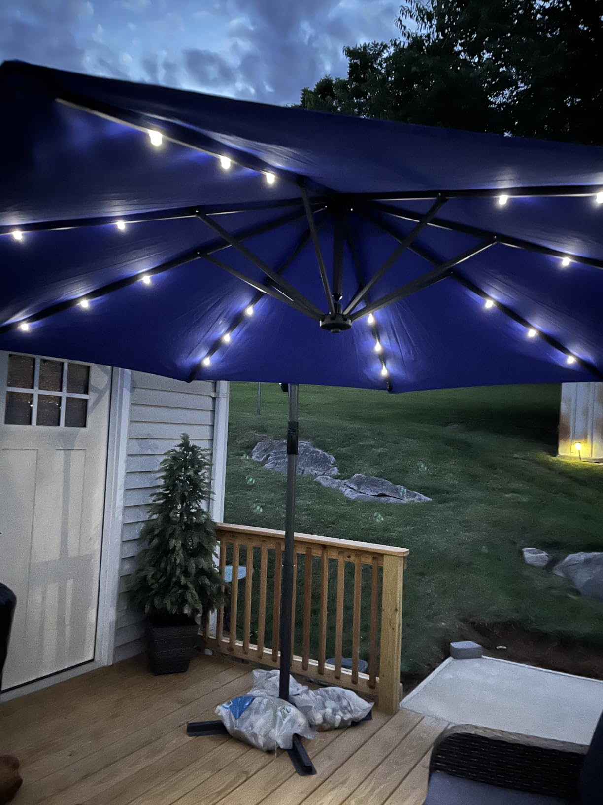Best Choice Products 10ft Solar LED Offset Cantilever Hanging Market Patio Umbrella, Smooth 360 Degree Rotation, 8 Sturdy Ribs, Easy Adjustment - Tan customer photo 1