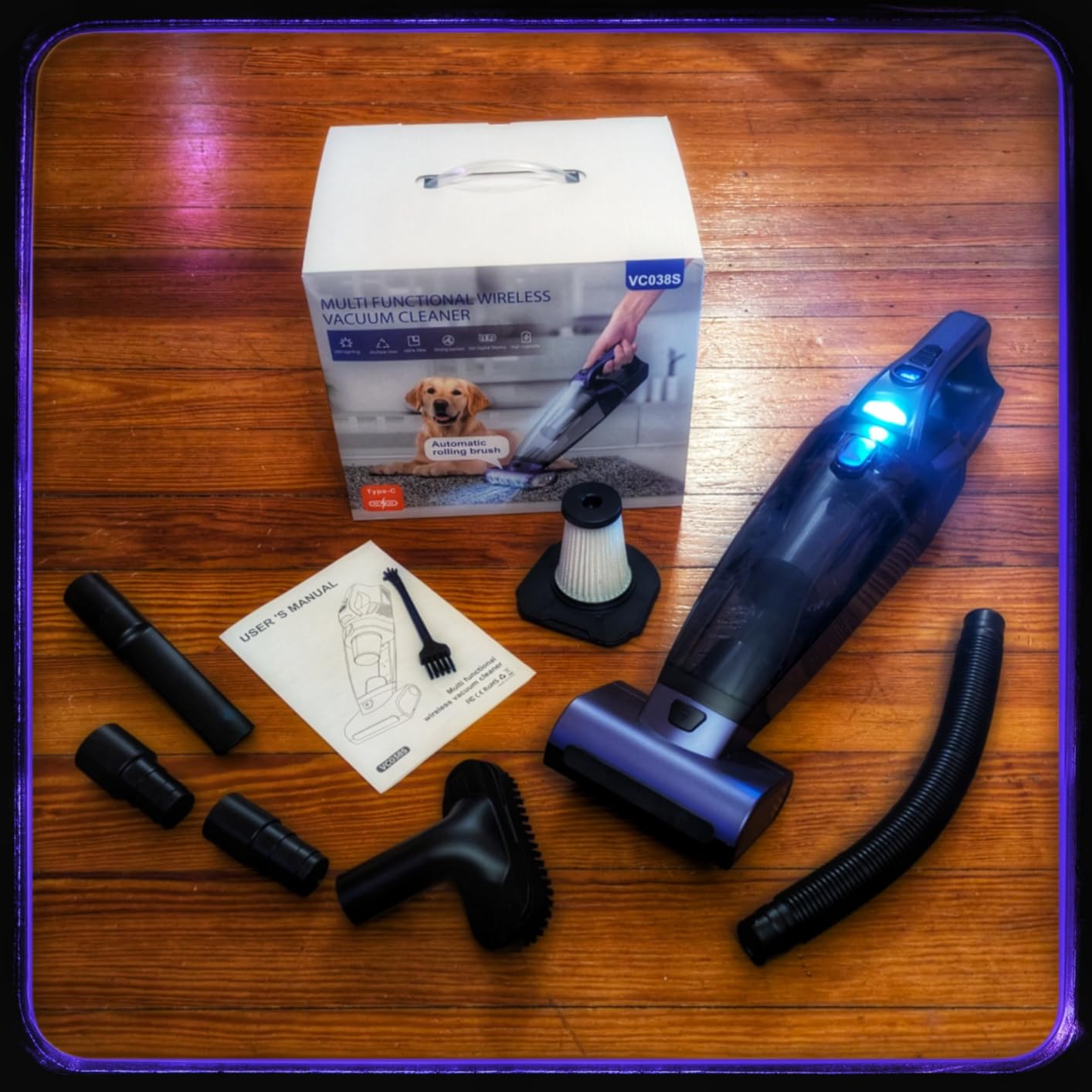 Pet Hair Handheld Vacuum Cordless: 20000PA High Power Car Vacuum with Motorized Brush and LED Light, Rechargeable Hand Held Vacuum Cleaner with Reusable Filter for Car, Home, Office & Pet customer photo 2