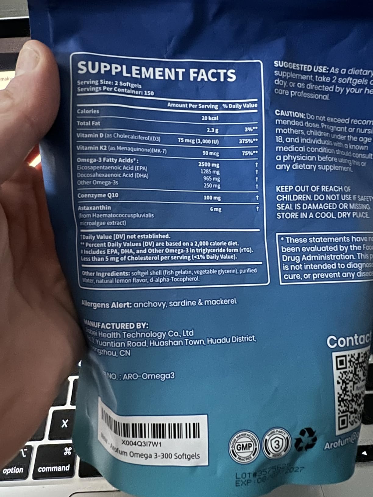 Omega 3 Fish Oil with Vitamin D3 K2 - 300 Lemon Flavored Burpless Softgels | High EPA & DHA rTG Formula with CoQ10 & Astaxanthin | Gluten-Free, Non-GMO customer photo 1