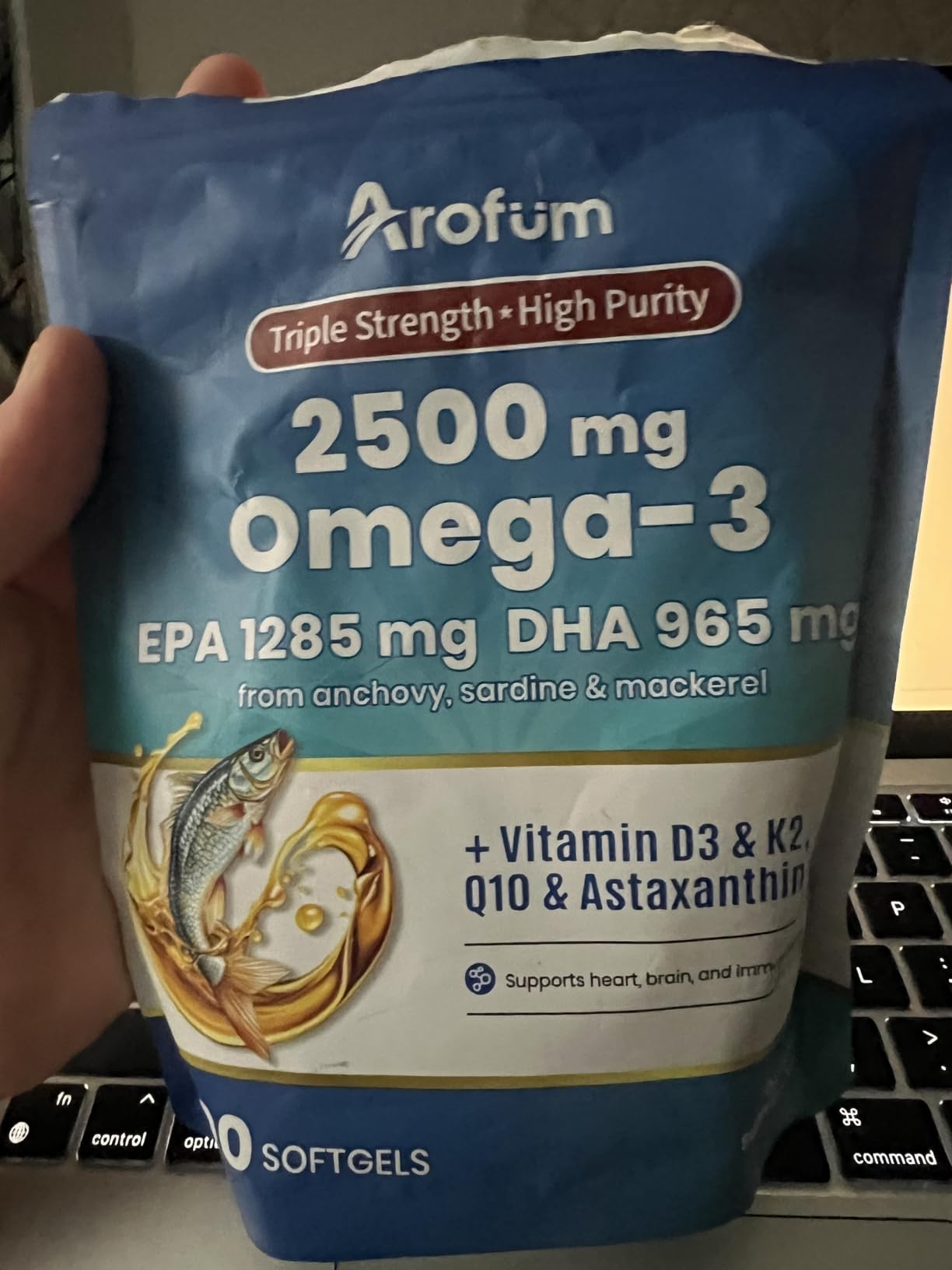 Omega 3 Fish Oil with Vitamin D3 K2 - 300 Lemon Flavored Burpless Softgels | High EPA & DHA rTG Formula with CoQ10 & Astaxanthin | Gluten-Free, Non-GMO customer photo 2