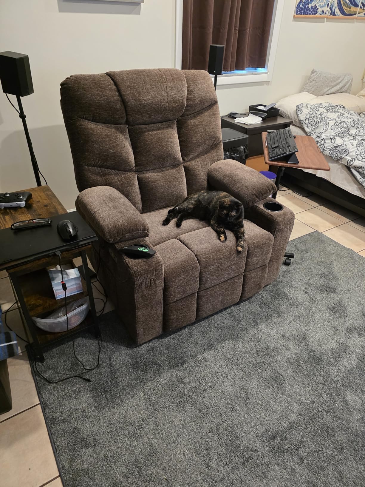 MCombo Power Lift Recliner Chair with Extended Footrest for Elderly People, Fabric 7283 (Brown, Large) customer photo 2