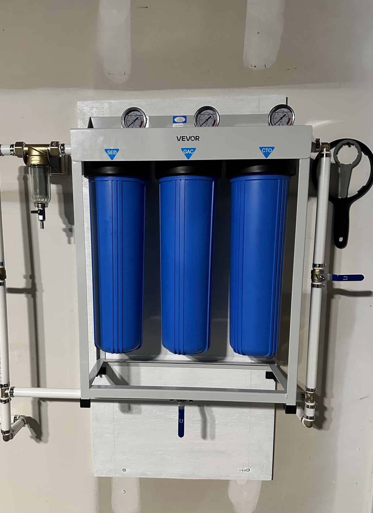 VEVOR Whole House Water Filter System, 3-Stage | Sediment, KDF, CTO | 4.5