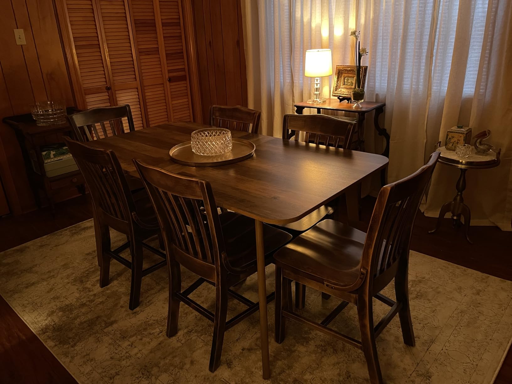 VASAGLE MAEZO Collection - Extendable Dining Table for 4/6/8, Kitchen Table with Tapered Legs, Curved Transitions, Honey Brown customer photo 2