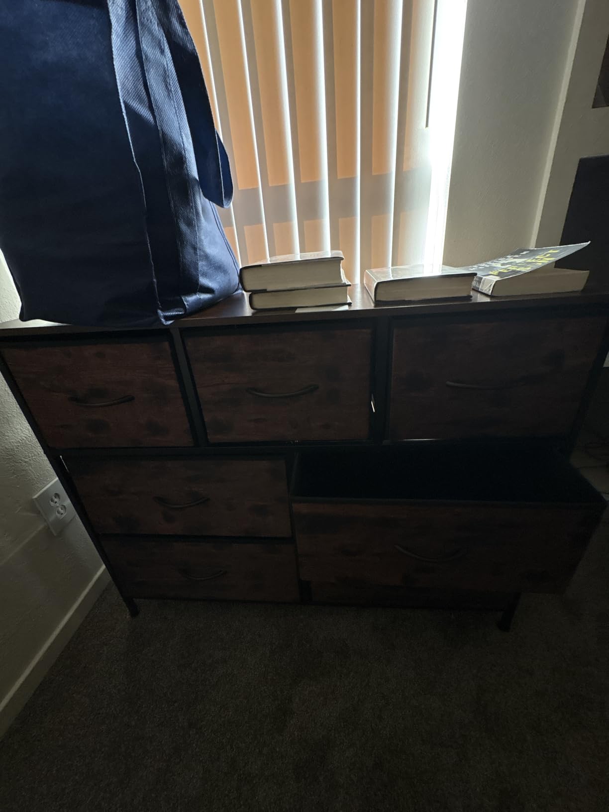 Sweetcrispy 7 Drawer Dresser with Fabric Bins Fabric Storage Tower Organizer for Bedroom Closet Hallway Entryway Tall Chest of Drawers with Steel Frame Wood Top Easy Pull Handles, Rustic Brown customer photo 2