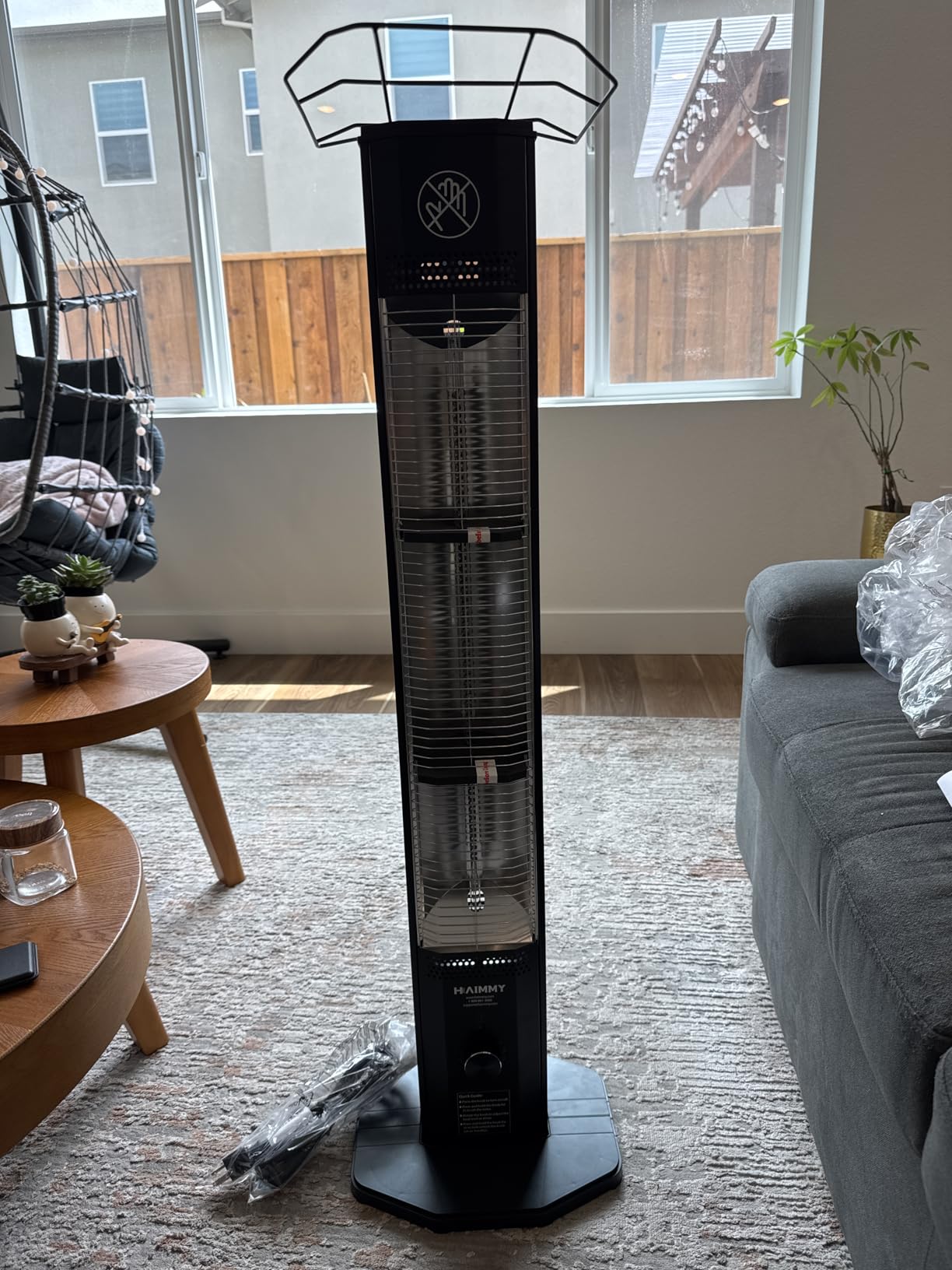 Outdoor Electric Patio Heater, 42-inch 1500W Infrared Tower Heater with 9 Heat Settings & 9H Timer, IPX5 Waterproof, Safety Lock, Tip-Over & Overheat Protection Space Heater for Indoor & Outdoor Use customer photo 1