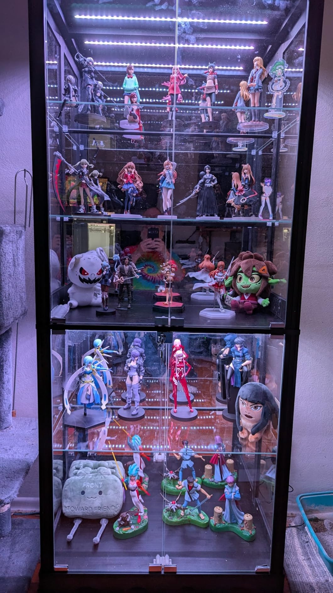 Dystler Display Cabinet with Glass Doors, 71'' Tall Curio Cabinet with RGB Lights for Collectibles, LED Display Case with Removable Shelf for Book/Medal/Figure, Black customer photo 2