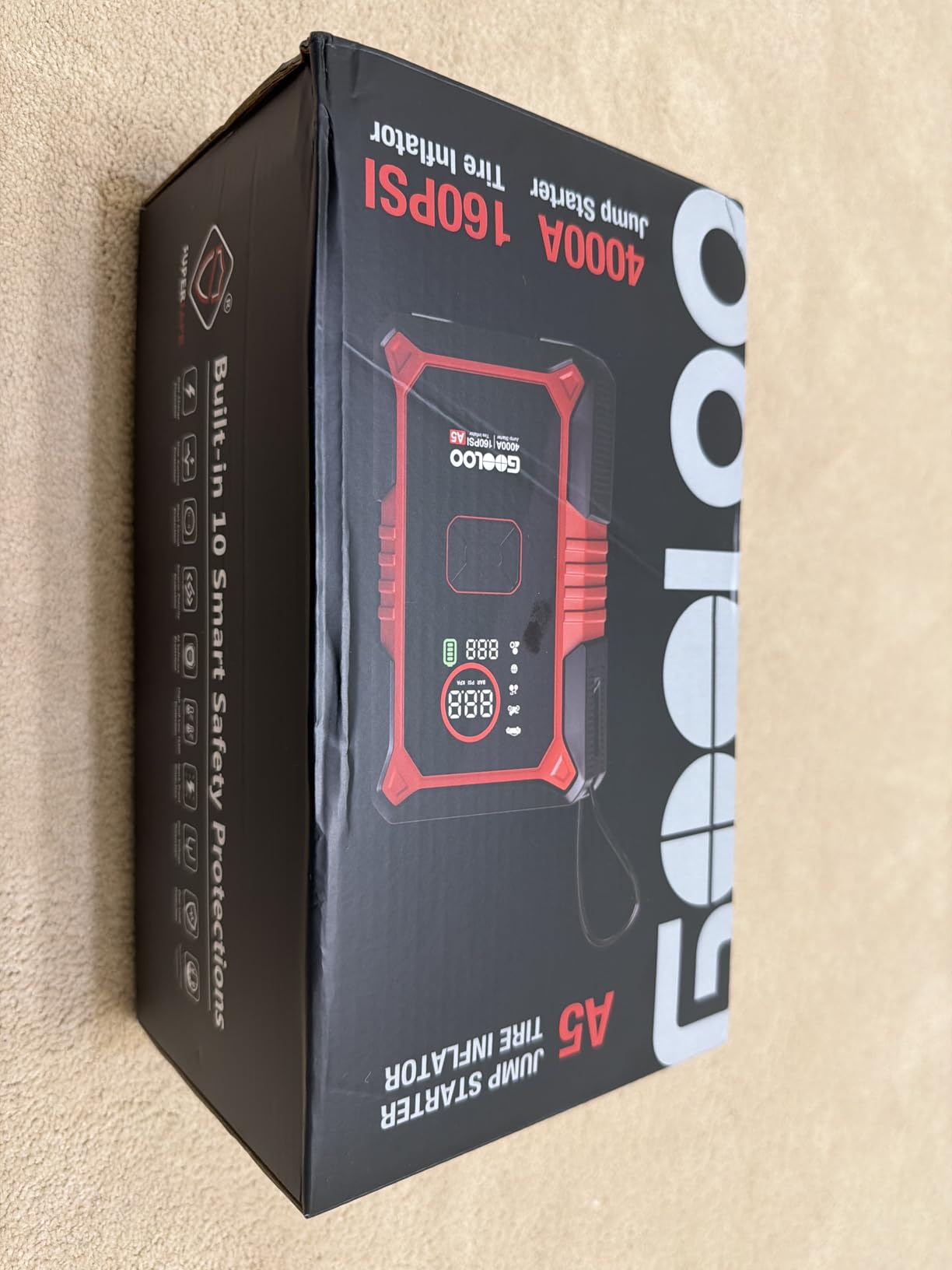GOOLOO A5 Jump Starter with Air Compressor, 4000A Car Battery Jump Starter (All Gas/10.0L Diesel) with 160PSI Tire Inflator Auto-Off, 45W PD Fast Charging, 12V Jump Box Car Jumper Starter Portable customer photo 1