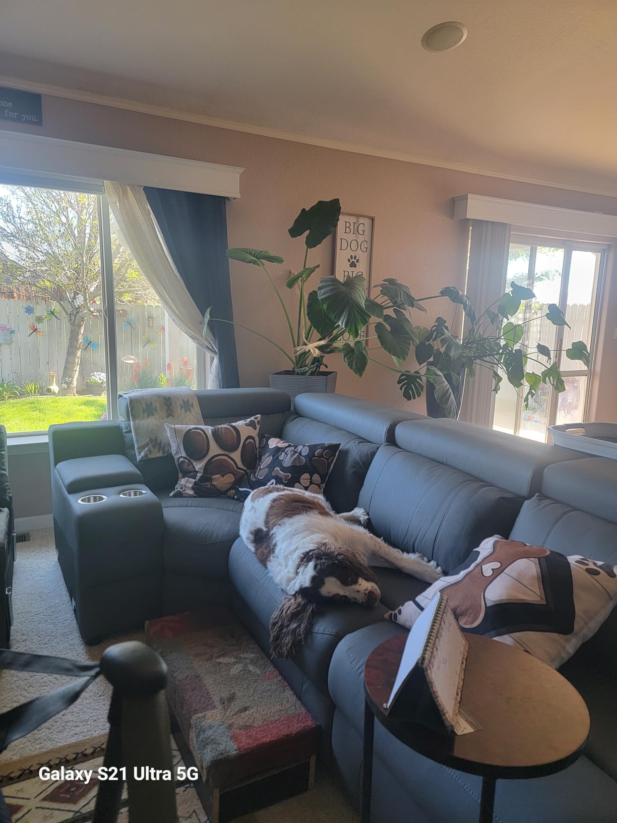 AMERLIFE Power Recliner Sectional Sofa with Storage/USB Port, Leather Recliner Sofa with Adjustable Headrest, Beige Brown customer photo 2