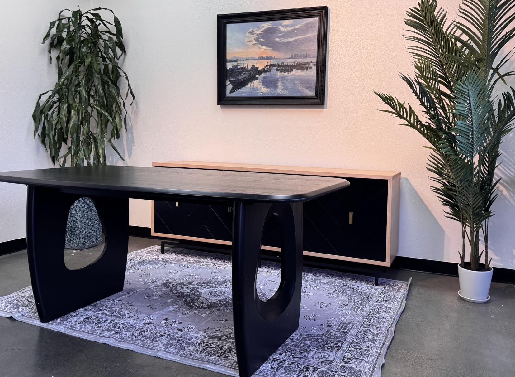 Morden Fort Modern Dining Table for 4-6 People, 68'' Rectangle Dining Table, Kitchen Table with Pedestal Base, Dinner Table for Dining Room, Kitchen, Living Room customer photo 2