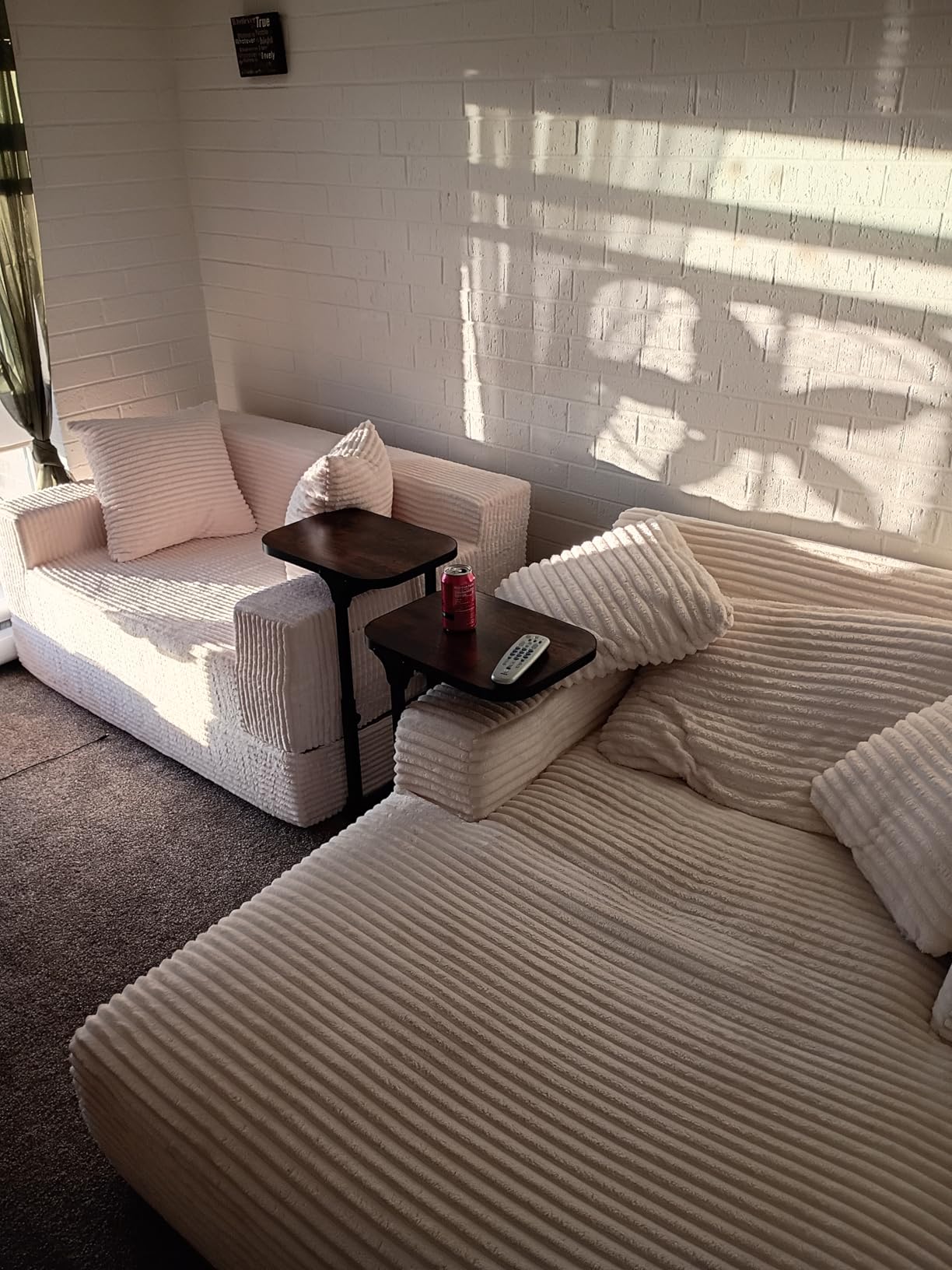 Erament Convertible Sofa Bed, Loveseat Folding Floor Futon Sleeper Sofa Couch Bed - Boneless Foldable Couch, Corduroy Pull Out Sofa Bed with 2 Pillows for Living Room & Bedroom customer photo 1