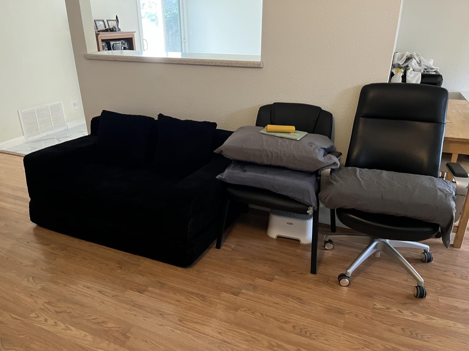 Erament Convertible Sofa Bed, Loveseat Folding Floor Futon Sleeper Sofa Couch Bed - Boneless Foldable Couch, Corduroy Pull Out Sofa Bed with 2 Pillows for Living Room & Bedroom customer photo 2