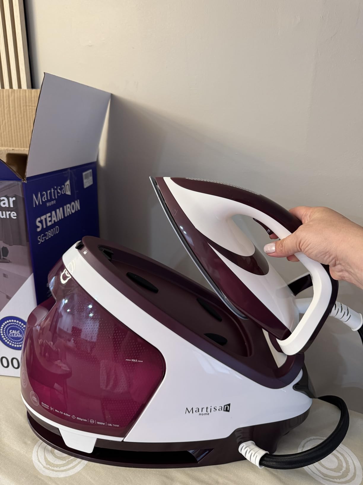 Martisan Steam Generator Iron for Clothes, LED Steam Station, 1800W Power, 8 Bar Max Pressure, 1.9L Water Tank, 550g/min Steam Burst, Auto Off, Ceramic Soleplate customer photo 1