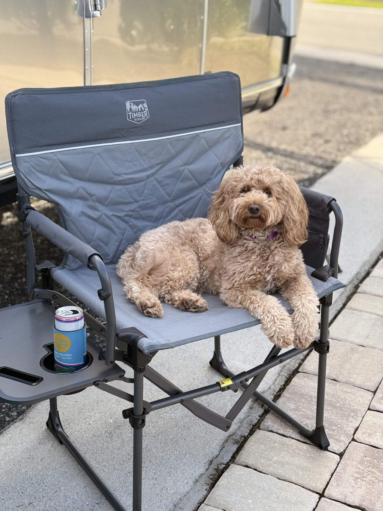 TIMBER RIDGE Heavy Duty Camping Chair with Compact Size, Portable Directors Chair with Side Table and Pocket for Camping, Lawn, Sports and Fishing, Supports Up to 400lbs, Black customer photo 1