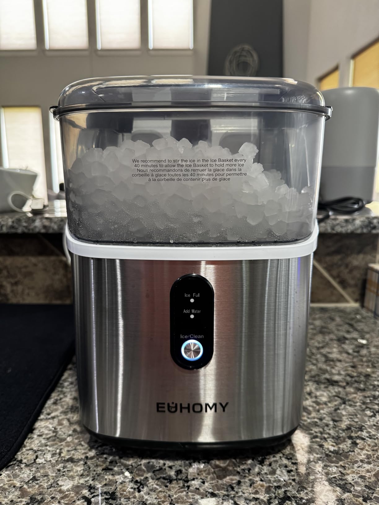 EUHOMY Nugget Ice Maker Countertop, Ready in 7 Mins, 35Lbs/24H Pebble Ice Maker Machine, Self-Cleaning Countertop Sonic Ice Makers with Ice Scoop & Basket, Pellet Ice Maker for Home, Stainless Steel customer photo 1