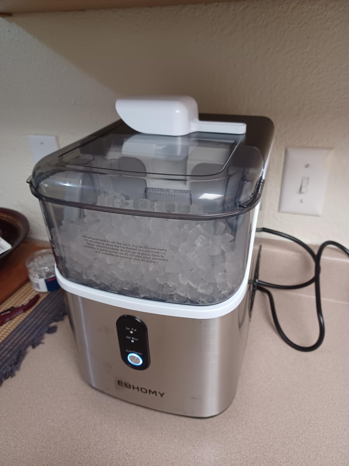 EUHOMY Nugget Ice Maker Countertop, Ready in 7 Mins, 35Lbs/24H Pebble Ice Maker Machine, Self-Cleaning Countertop Sonic Ice Makers with Ice Scoop & Basket, Pellet Ice Maker for Home, Stainless Steel customer photo 2