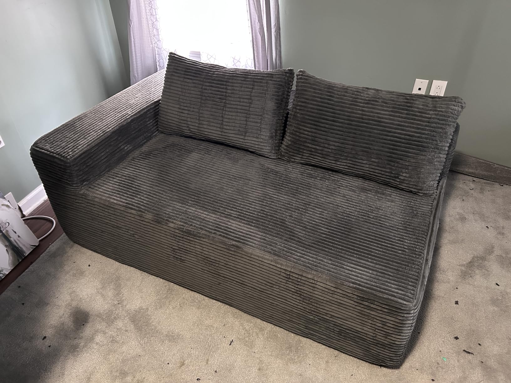 Mangodan Cloud Sectional Couch, Boneless Sofa for Living Room, Fluffy Comfy Couch with Deep Seat, Modular Sectional Sofa with L-Shaped Chaise, No Assembly Required, Dark Grey customer photo 1