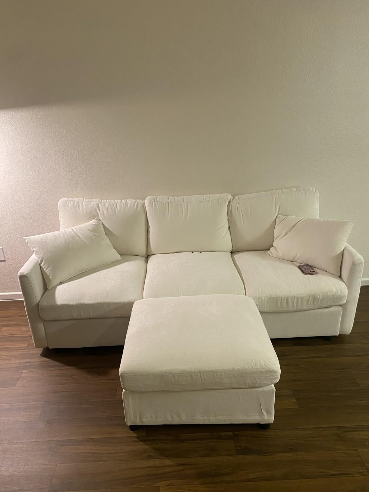 Iroomy Sectional Cloud Couch for Living Room, Spring Cushion Seating, L Shaped Convertible Modular Sofa with Ottoman, Beige customer photo 2