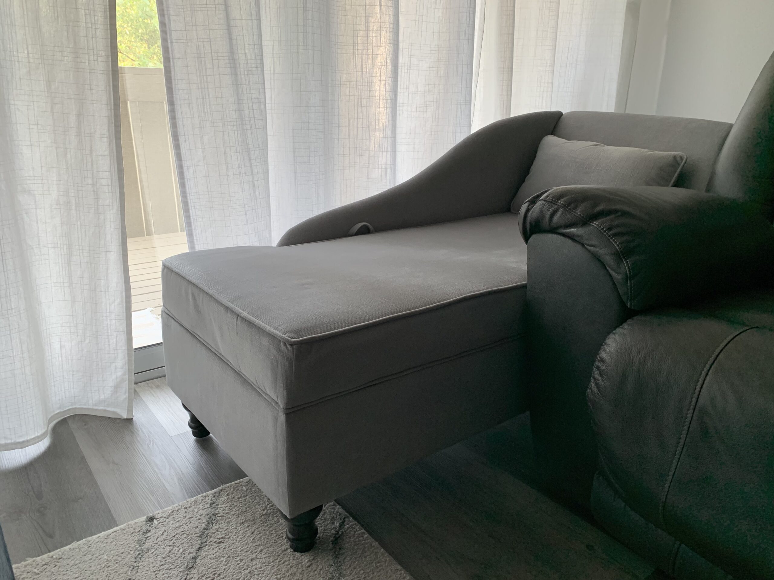 Storage Chaise Lounge Indoor, Upholstered Chaise Lounge Chair with Storage for Bedroom Living Room Office Blue Chenille Fabric (Left Armrest) customer photo 2
