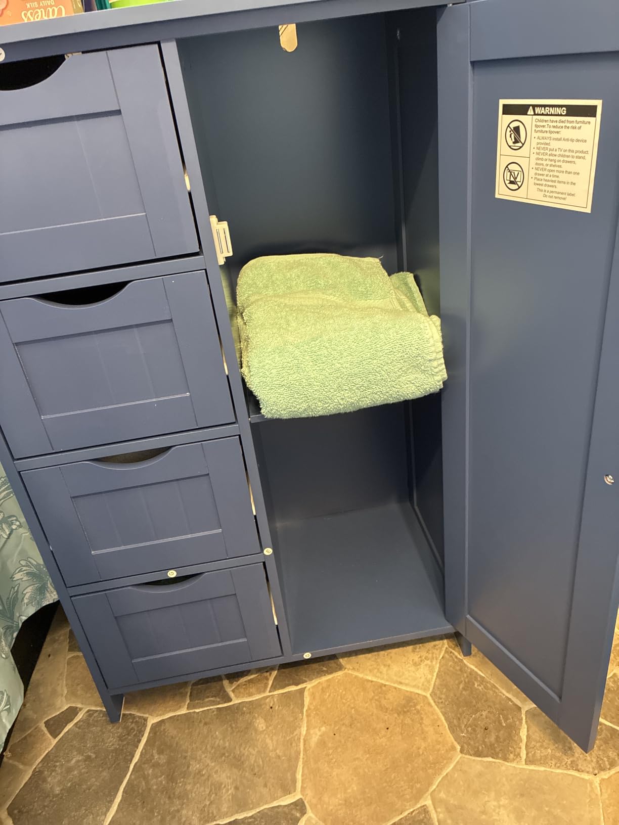 VASAGLE Floor Storage Cabinet, Shaker Cabinet with 2 Adjustable Shelves, 4 Doors, Tall Freestanding Organizer Unit, for Kitchen Bathroom Living Room, Cloud White UBBC553WH01S customer photo 1