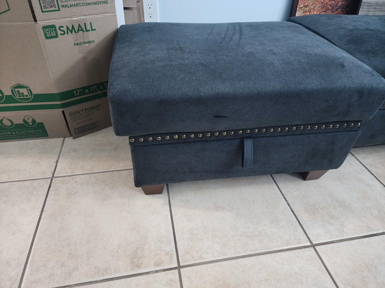 JAMFLY Couches for Living Room, 3-Seat Reversible Sectional Sofa with Convertible Ottoman, Modern Ribbed Fabric L-Shaped Couch for Small Apartment, Studio & Office, Easy Assembly, Grey customer photo 1