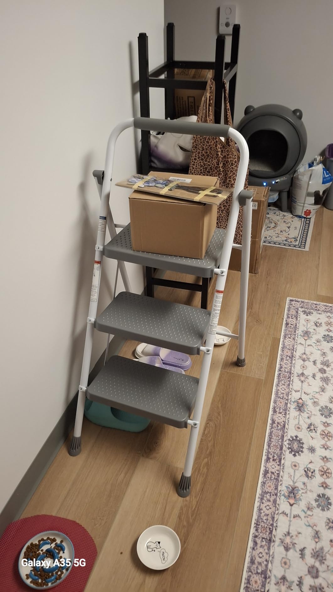 DUMOS Step Ladder, 3 Sturdy Step Stool with Anti-Slip Pedal & Comfortable Handrail, Portable Heavy Duty Stool for Kitchen, Garage & Outdoor Use, 800lbs, Calm Blue customer photo 2