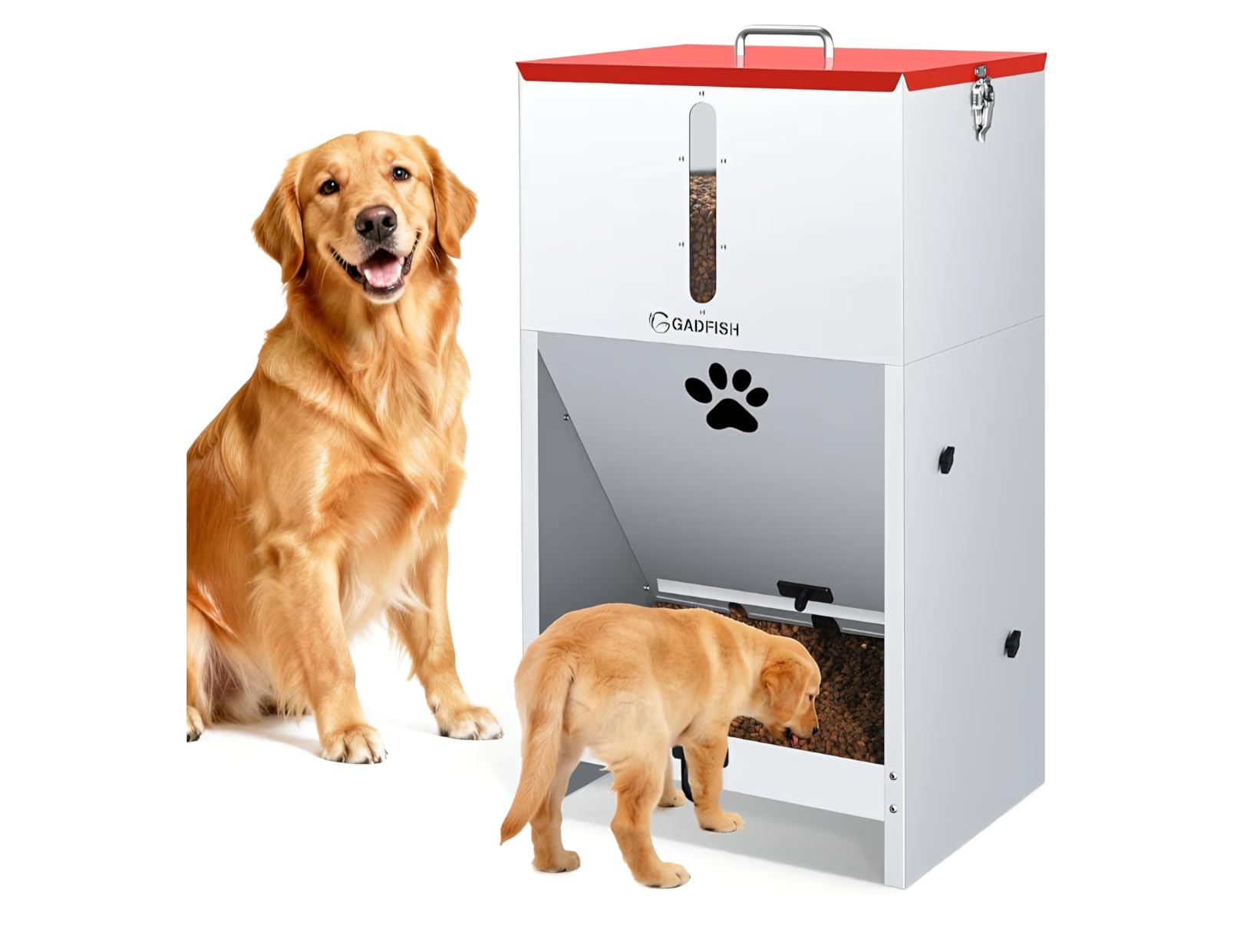 GADFISH 60 lbs Large Automatic Dog Feeder, Outdoor Heavy Duty Pet Feeder for Large Breed Dogs, with Viewing Window and Lockable Door customer photo 2