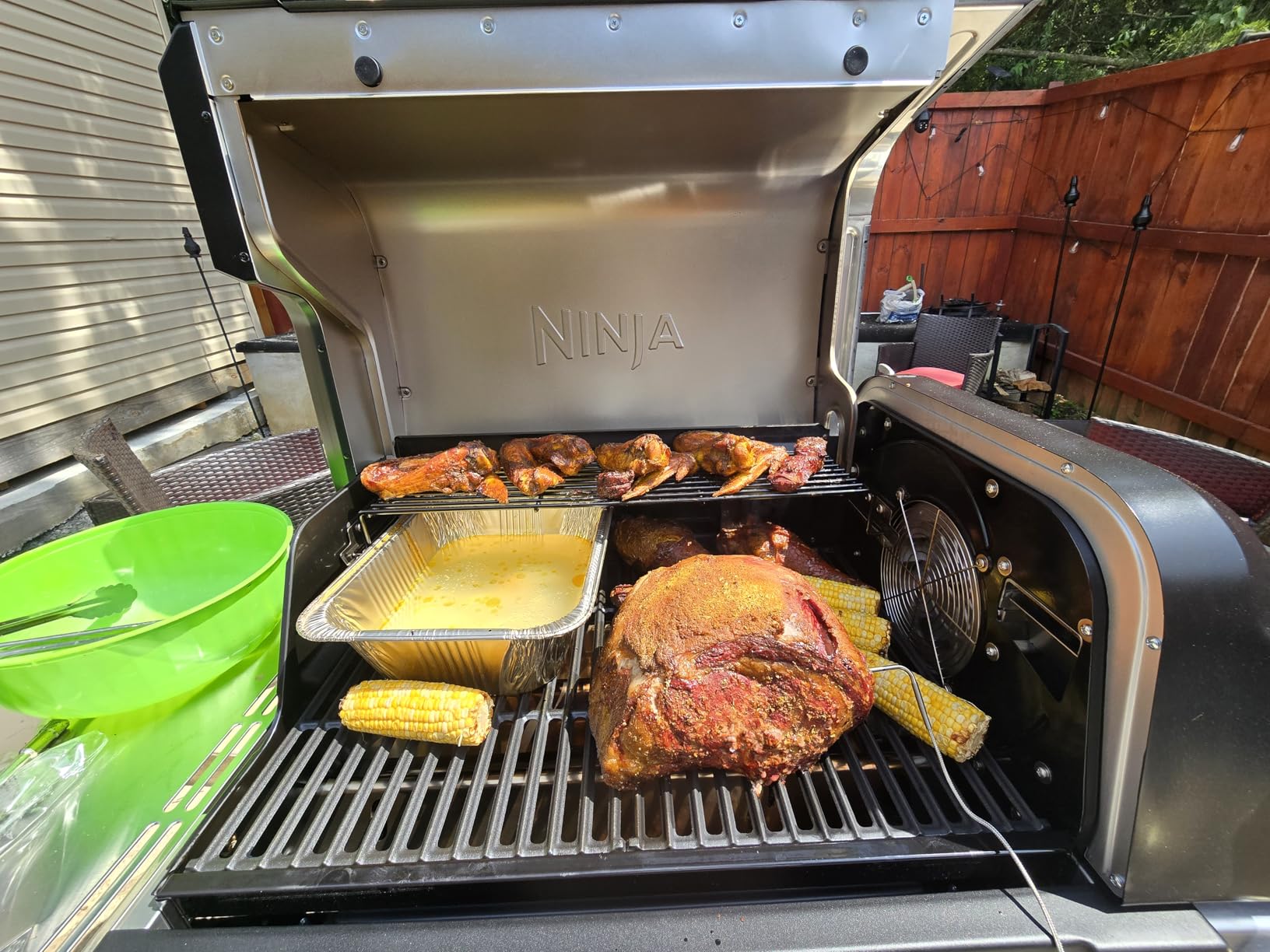 Ninja FlexFlame ProConnect Grill & Smoker PG305, 5-in-1 Smart Cooking System, Electric & Propane, App-Connected, 3-Burner Digital Control, Roast, Griddle & Pizza Maker, Black/Gold customer photo 1