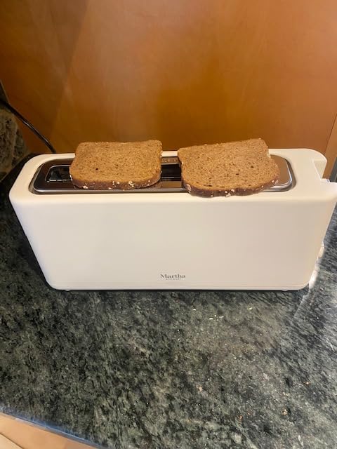 Martha Stewart 2 Slice Long Slot Toaster, Extra Wide for Sourdough & Bagels, 10 Setting Shade Control, Removable Crumb Tray, Self-Centering Design, Defrost/Reheat, Cancel, Slim Space-Saving, Caviar customer photo 2