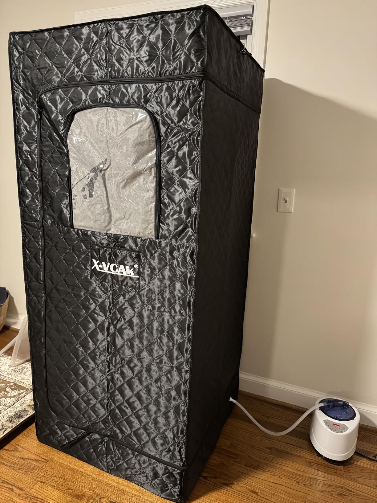 X-Vcak Upgraded Portable Sauna of Relaxation, Steam Sauna for Home with Steamer, Pairs Remote Control, Folding Chair, 9 Levels, 2.6' x 2.6' x 5.9' customer photo 2