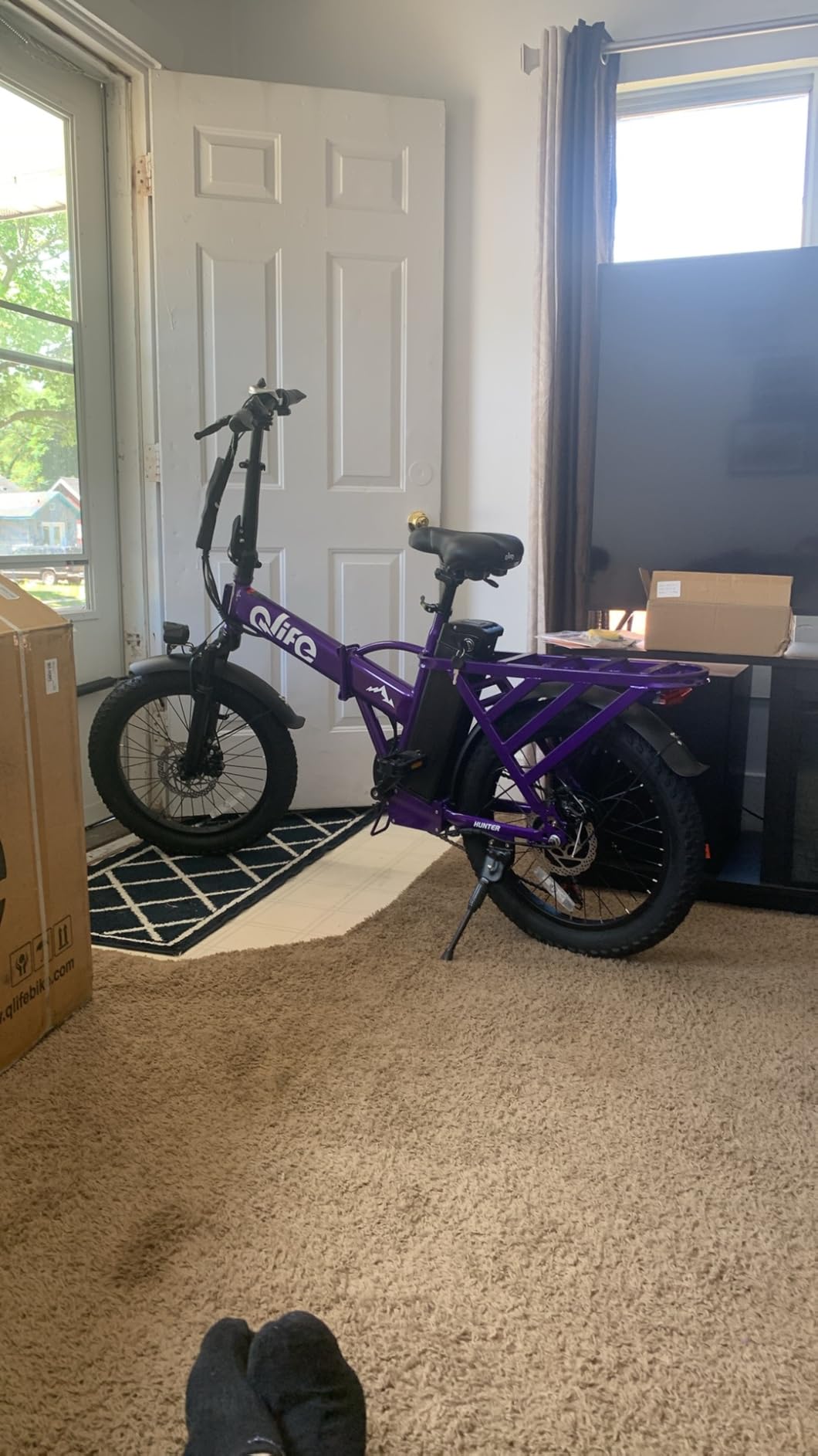 Qlife Hunter Foldable Electric Bike for Adults, Peak 1200W Ebike with 48V 13.5Ah Battery, 65-Mile Range, Heavy-Duty Rear Rack, 20-Inch Fat Tires, Folding E Bike for Commuting & Outdoor Use customer photo 2