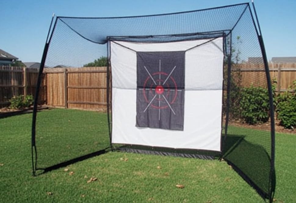 Golf Simulator Impact Screen Enclosure with Net & Target (Projector not Included) - Golf Practice Cage with 270 Degree Protection, Easy Setup to Use for Indoor Outdoor Home Garage Basement customer photo 2