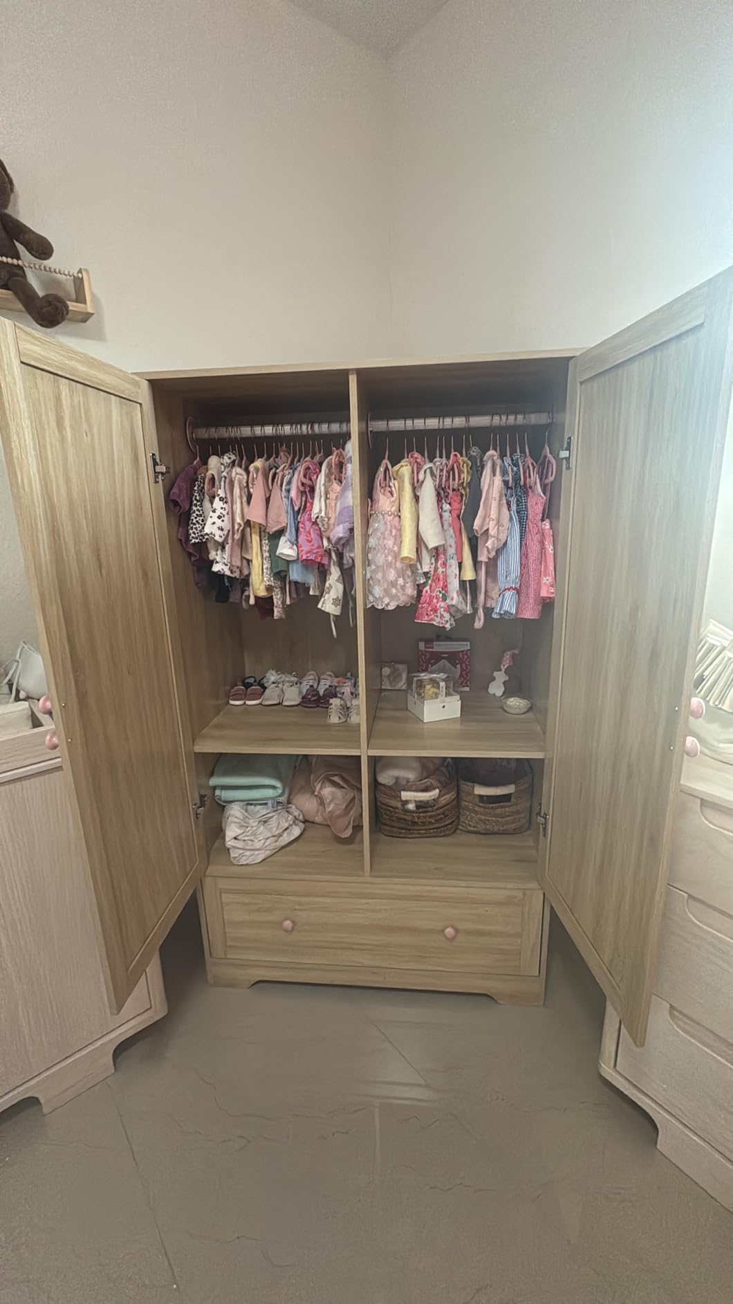 VINGLI Arched Wardrobe Closet Armoire with Drawer, 70