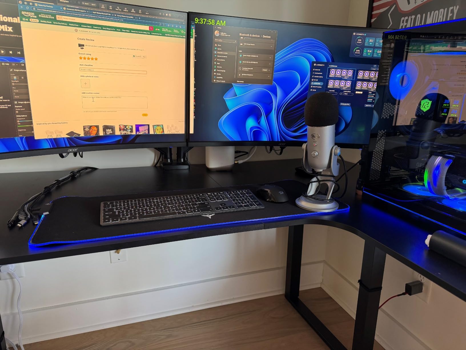 BladeHawks Extra Large RGB Gaming Mouse Pad-14 Light Modes, Extended Soft LED Mouse Pad, Anti-Slip Rubber Base, Computer Keyboard Mousepad Mat (31.5 x 12 Inch) customer photo 2