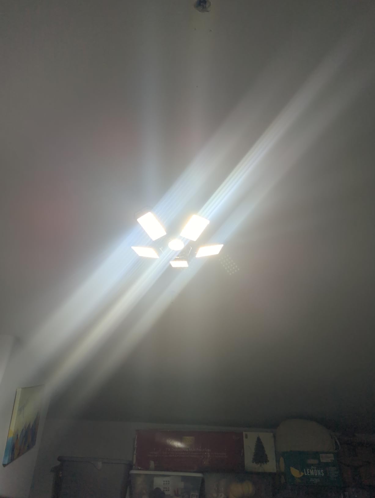 Luyata LED Garage Lights 2 Pack, Ceiling LED Shop Light 180W 18000LM 6500K Screw in Led Light with 5+1 Deformable Panels, Bright Led Lighting for Garage Workshop Basement Support E26/E27 Socket customer photo 2