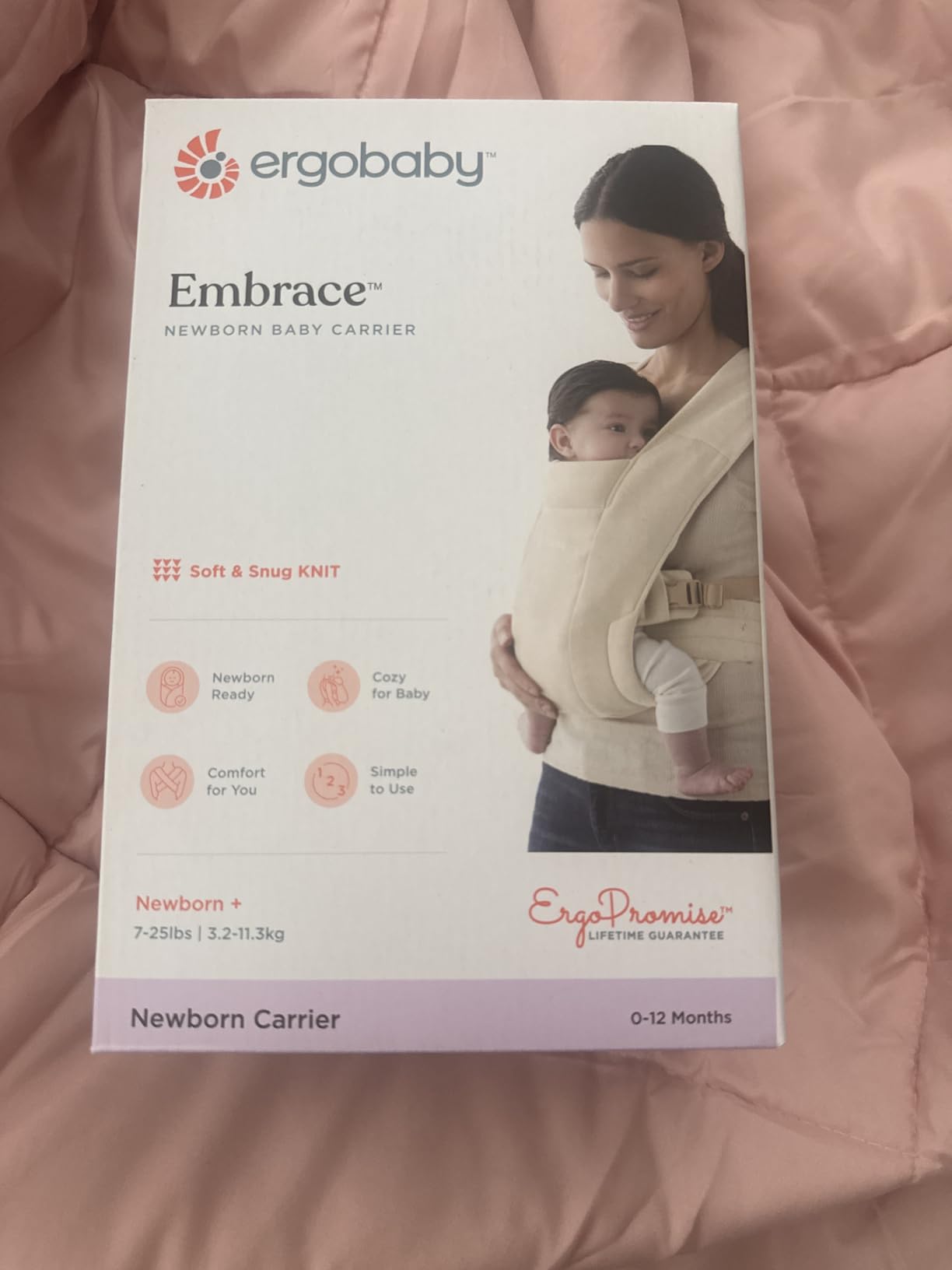 Ergobaby Embrace Newborn Baby Carrier for Infants 0-12 Months (7-25 lbs) - Ergonomic 2-Position Infant Carrier with Head and Neck Support, Hip-Healthy Positioning (Cream) customer photo 1